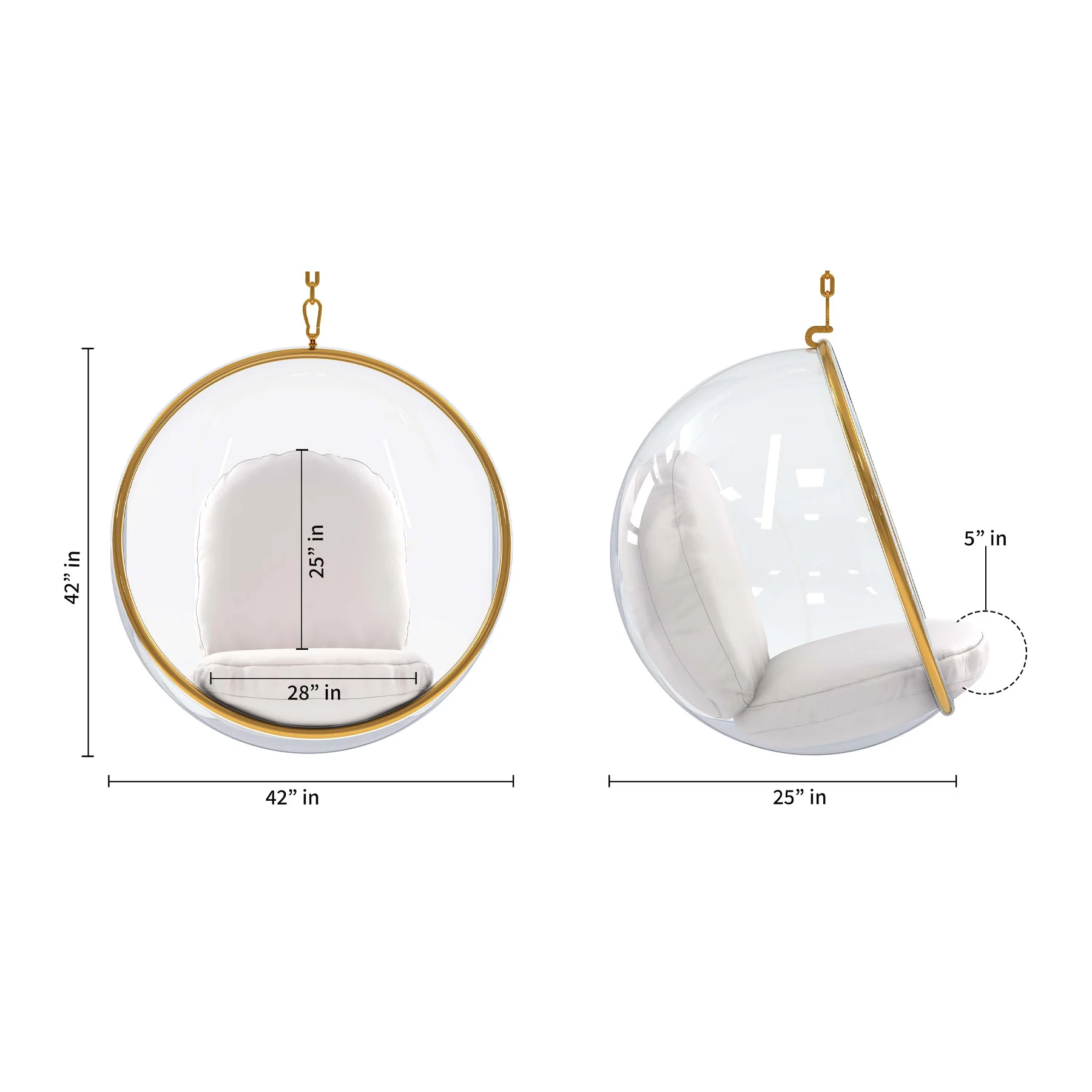 White Faux Leather Balloon Chair By Homeroots - Image 7