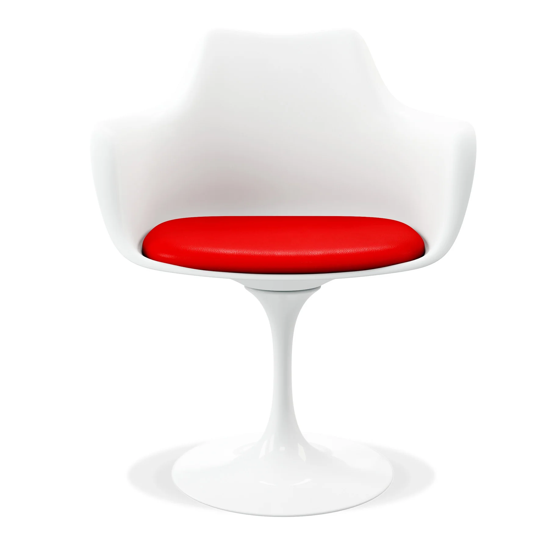 White Heavy Duty Plastic Swivel Dining Arm Chair With Red Faux Leather Cushion By Homeroots - Image 6