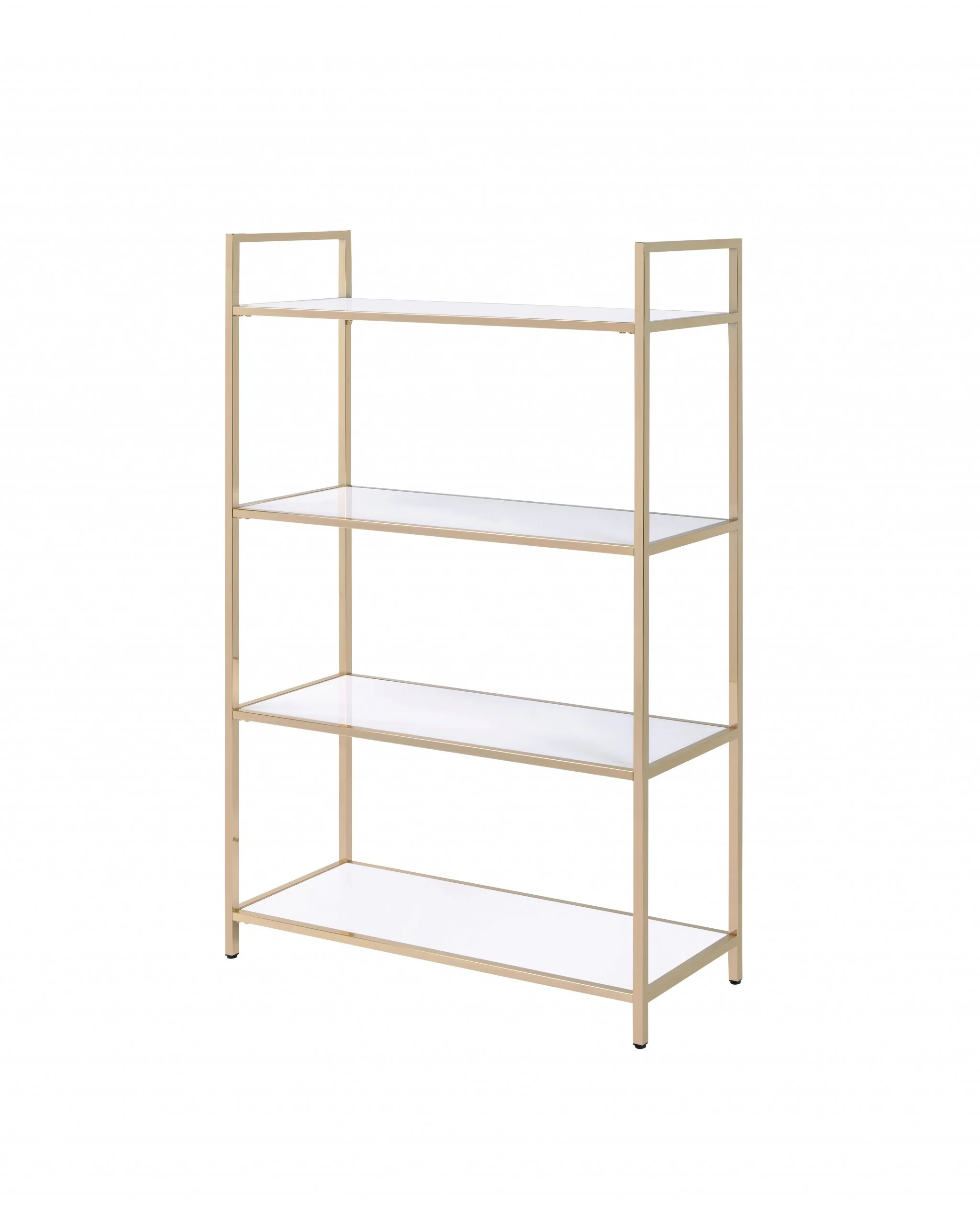 White High Gloss Gold Metal Wood Bookshelf By Homeroots