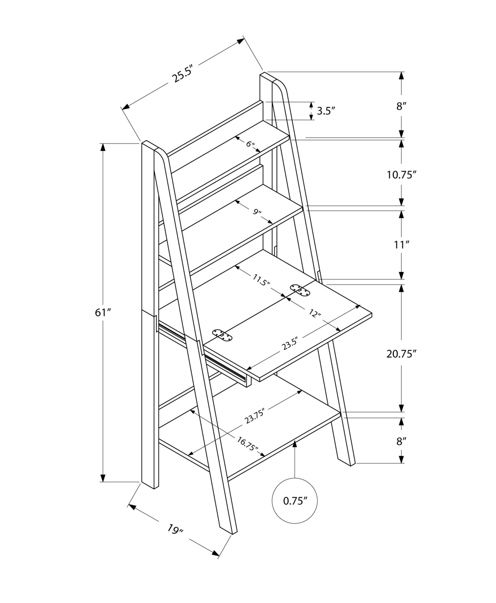 White Ladder Style Computer Desk By Homeroots - Image 3