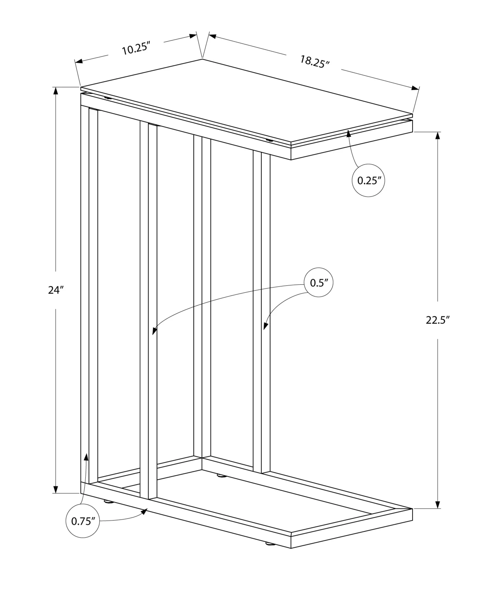 White Metal Tempered Glass Accent Table By Homeroots - Image 3