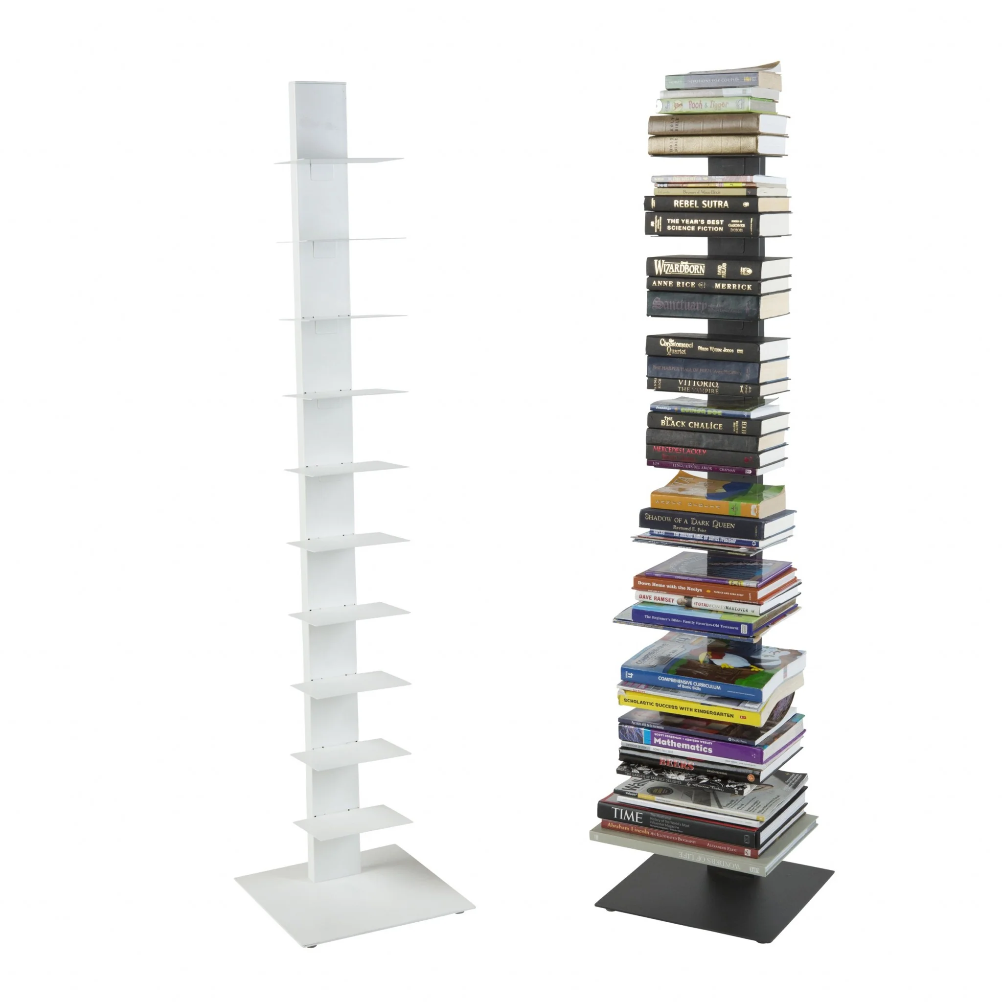 White Metal Ten Shelf Modern Tower Bookcase By Homeroots - Image 7