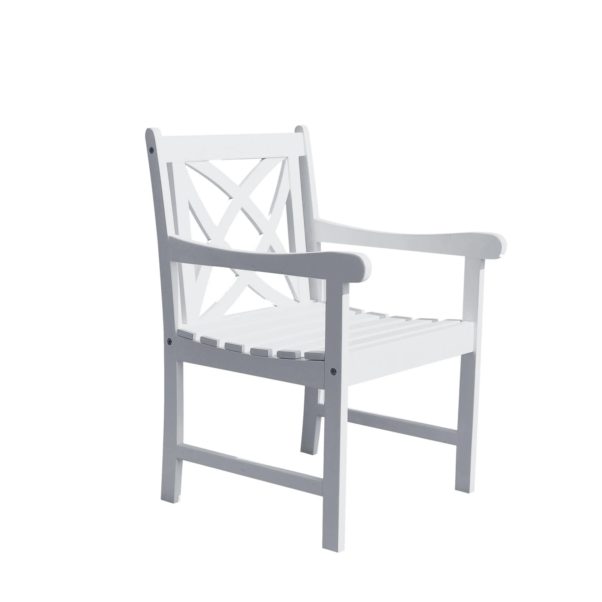 White Patio Armchair with Decorative Back By Homeroots - Image 2