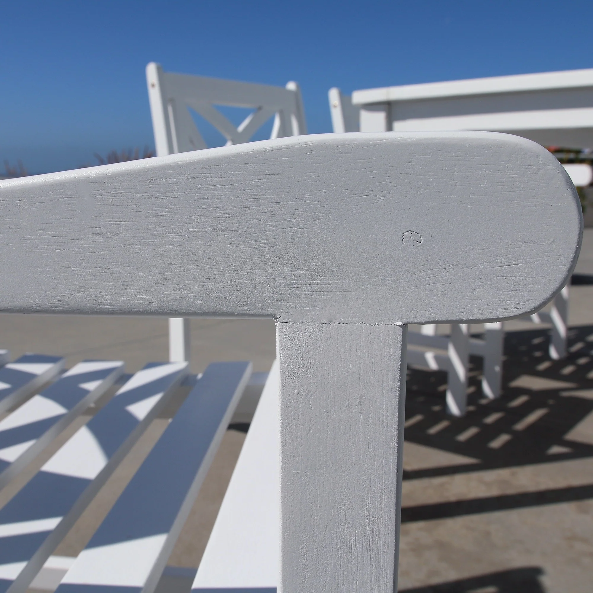 White Patio Armchair with Decorative Back By Homeroots - Image 4