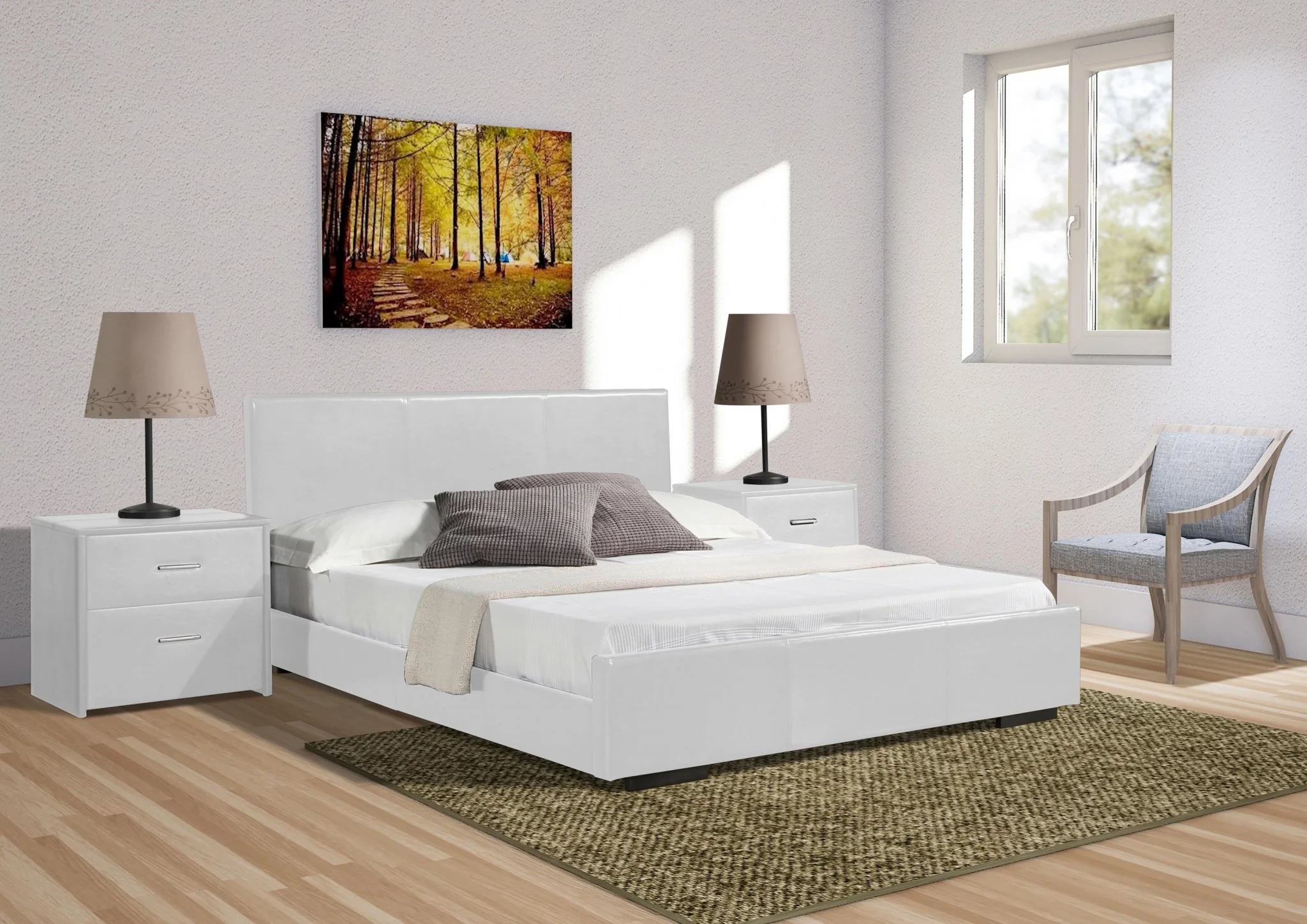 White Platform Full Bed By Homeroots - Image 6