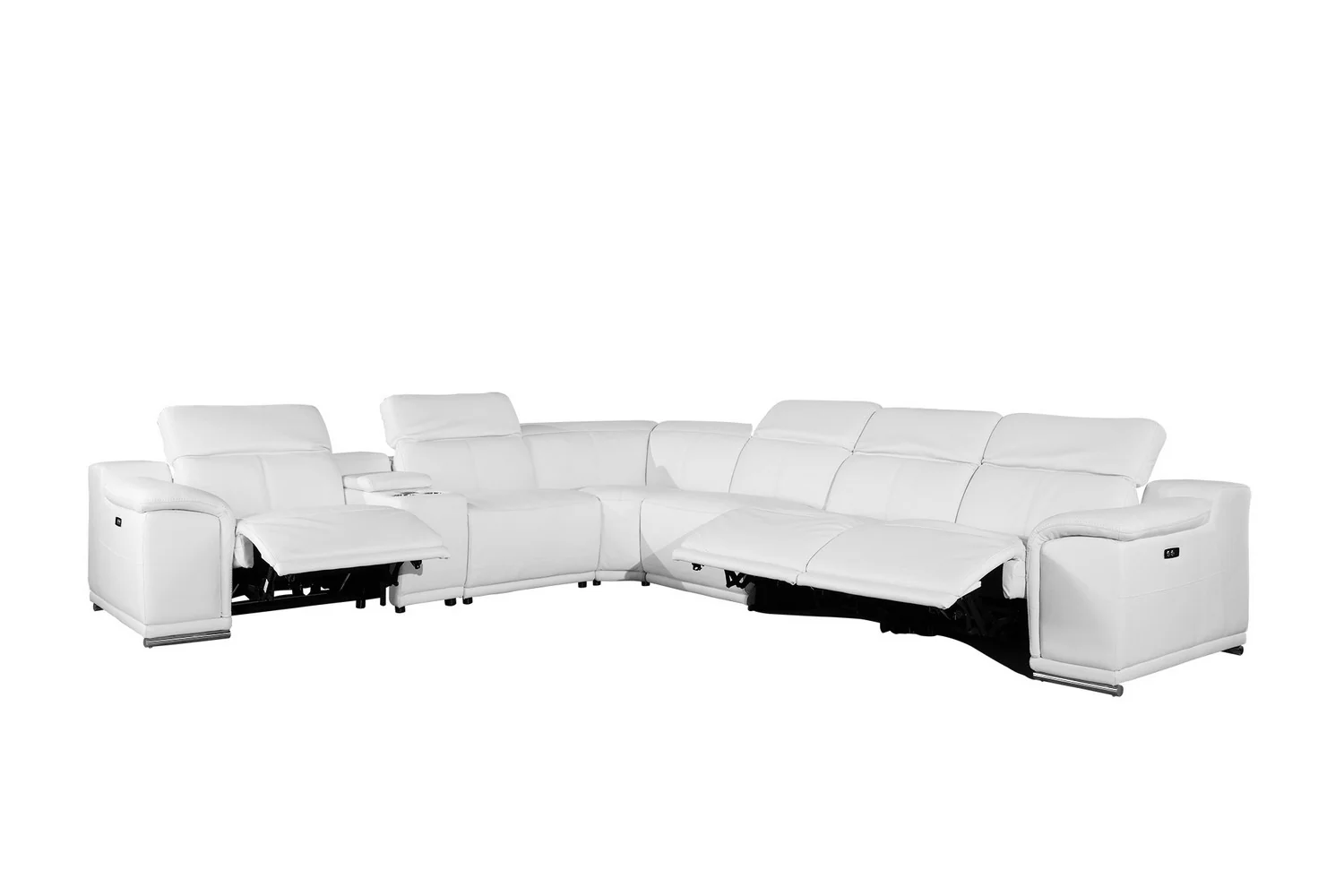 White Power Reclining 7PC Sectional By Homeroots - Image 3