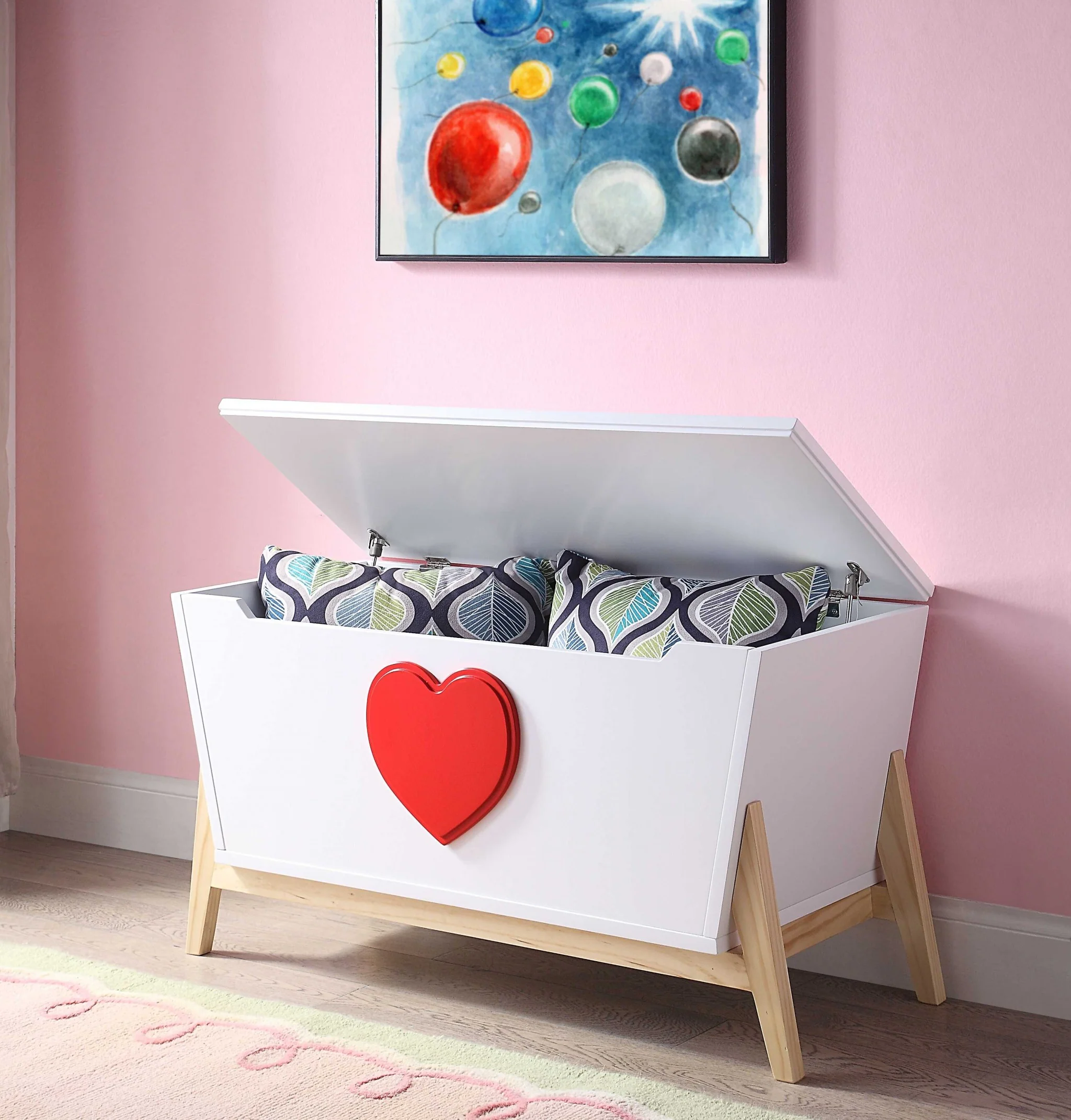 White Red Wood Youth Chest By Homeroots