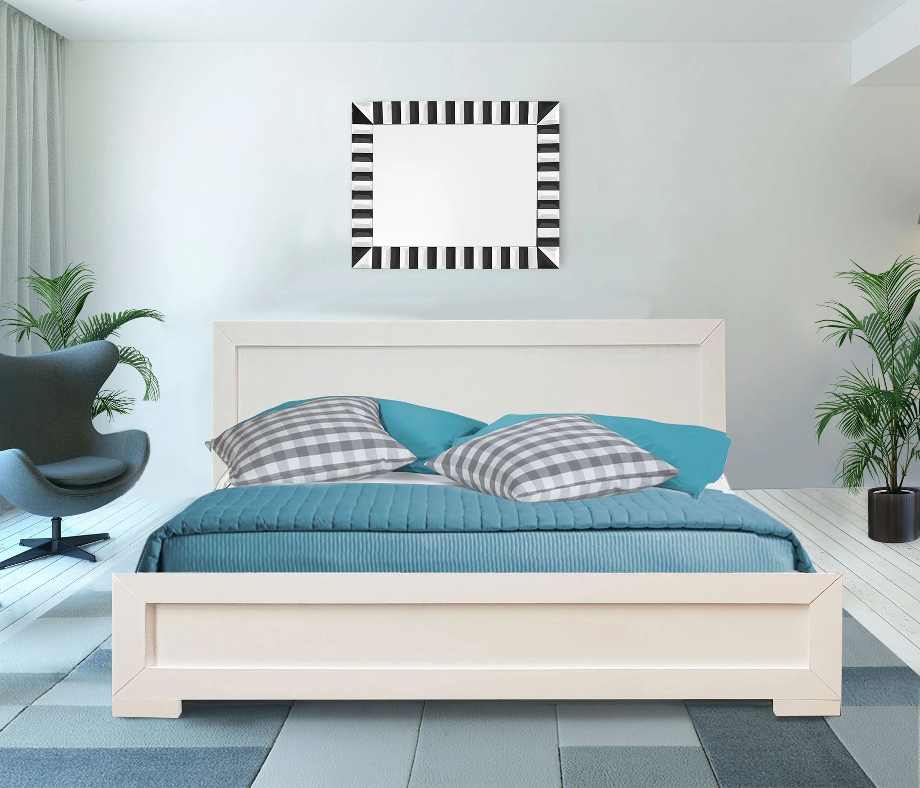 White Wood Queen Platform Bed By Homeroots - 397077