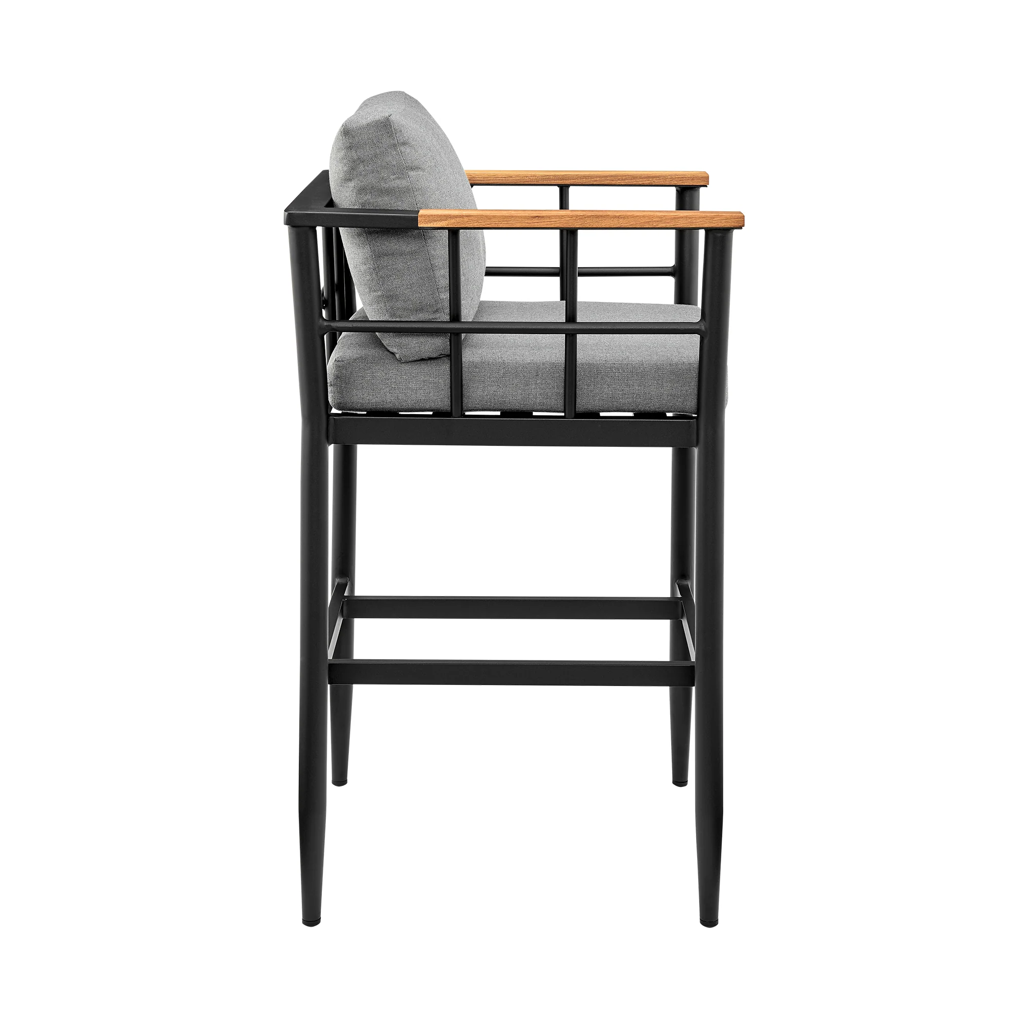 Wiglaf Outdoor Patio 5-Piece Bar Table Set in Aluminum with Grey Cushions By Armen Living - Image 4