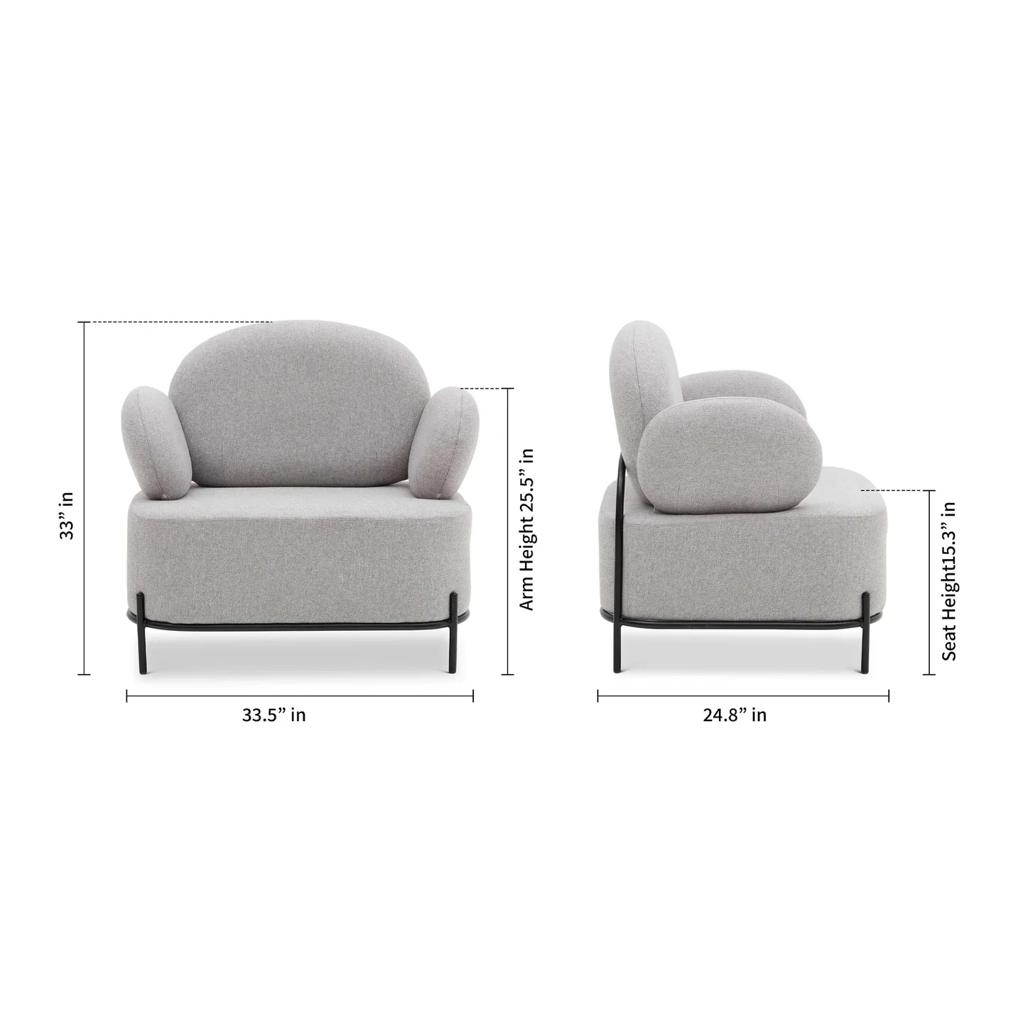 Wing Sofa Chair, Gray By World Modern Design - Image 2