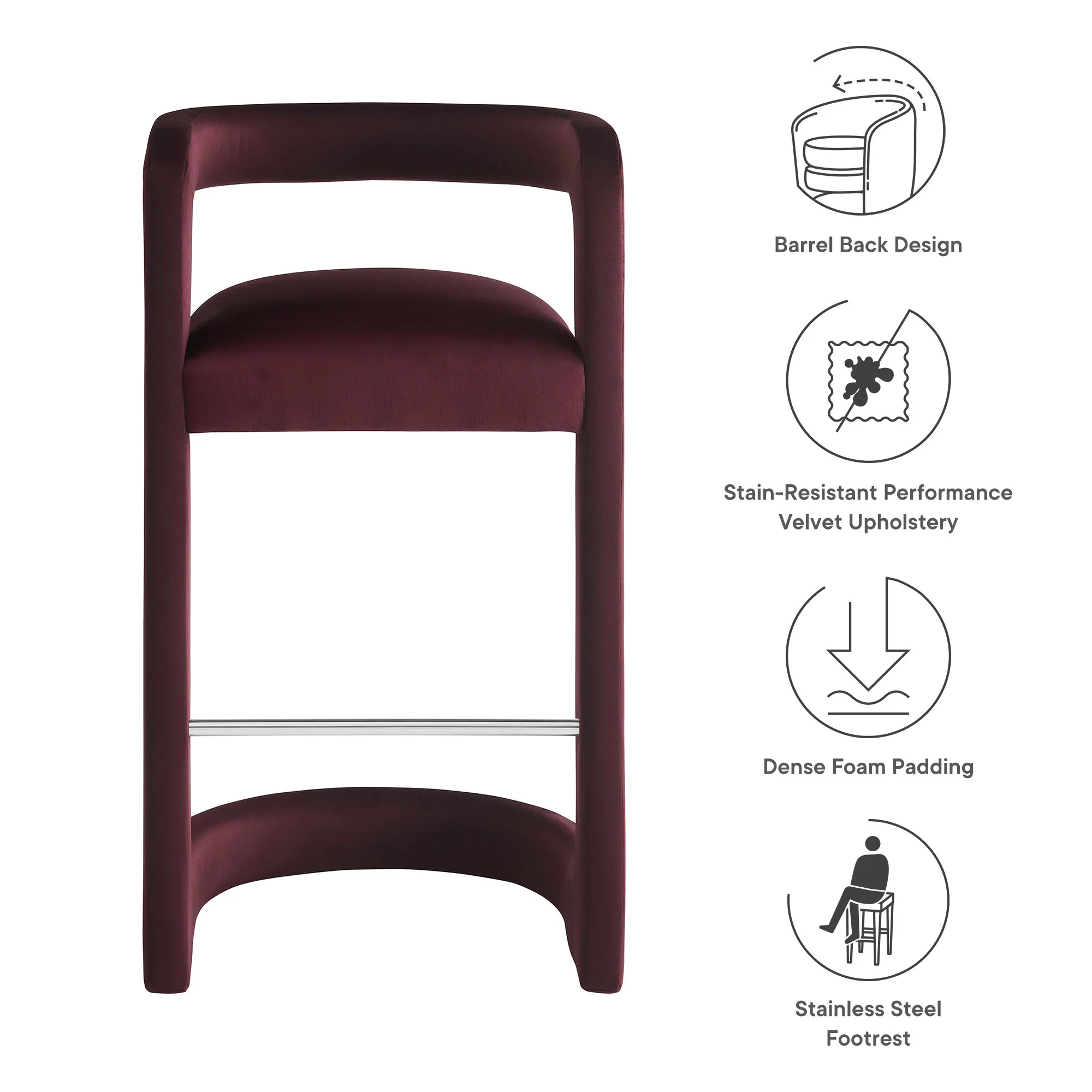 Winslow Performance Velvet Bar Stool by Modway - Image 26
