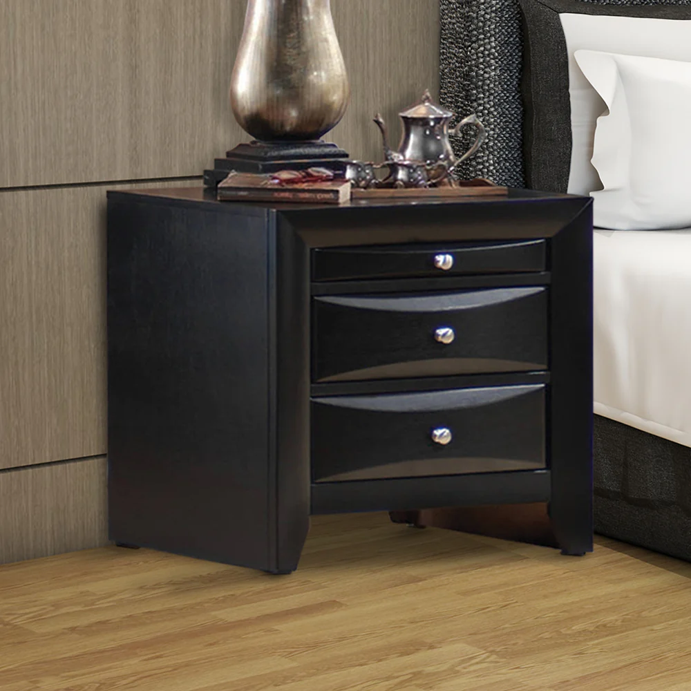 Wooden 2 Drawer Nightstand With Tray, Black By Benzara