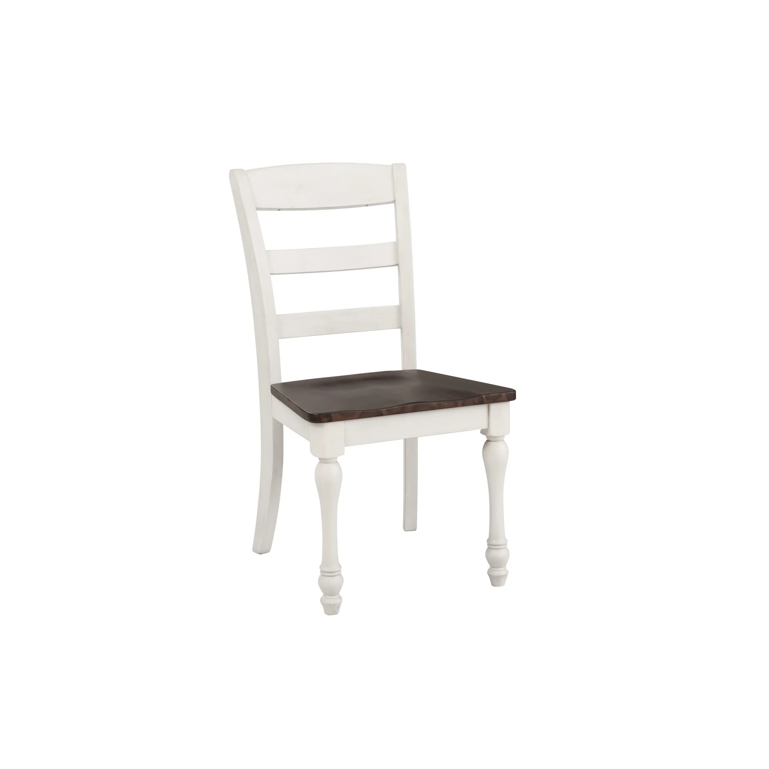 Wooden Side Chair With Ladder Back Set Of 2 White And Brown By Benzara