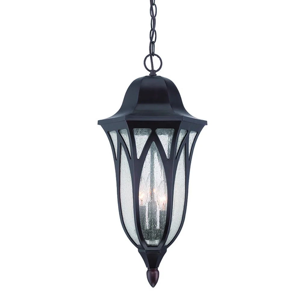 XL Antique Bronze Geometric Glass Hanging Light By Homeroots
