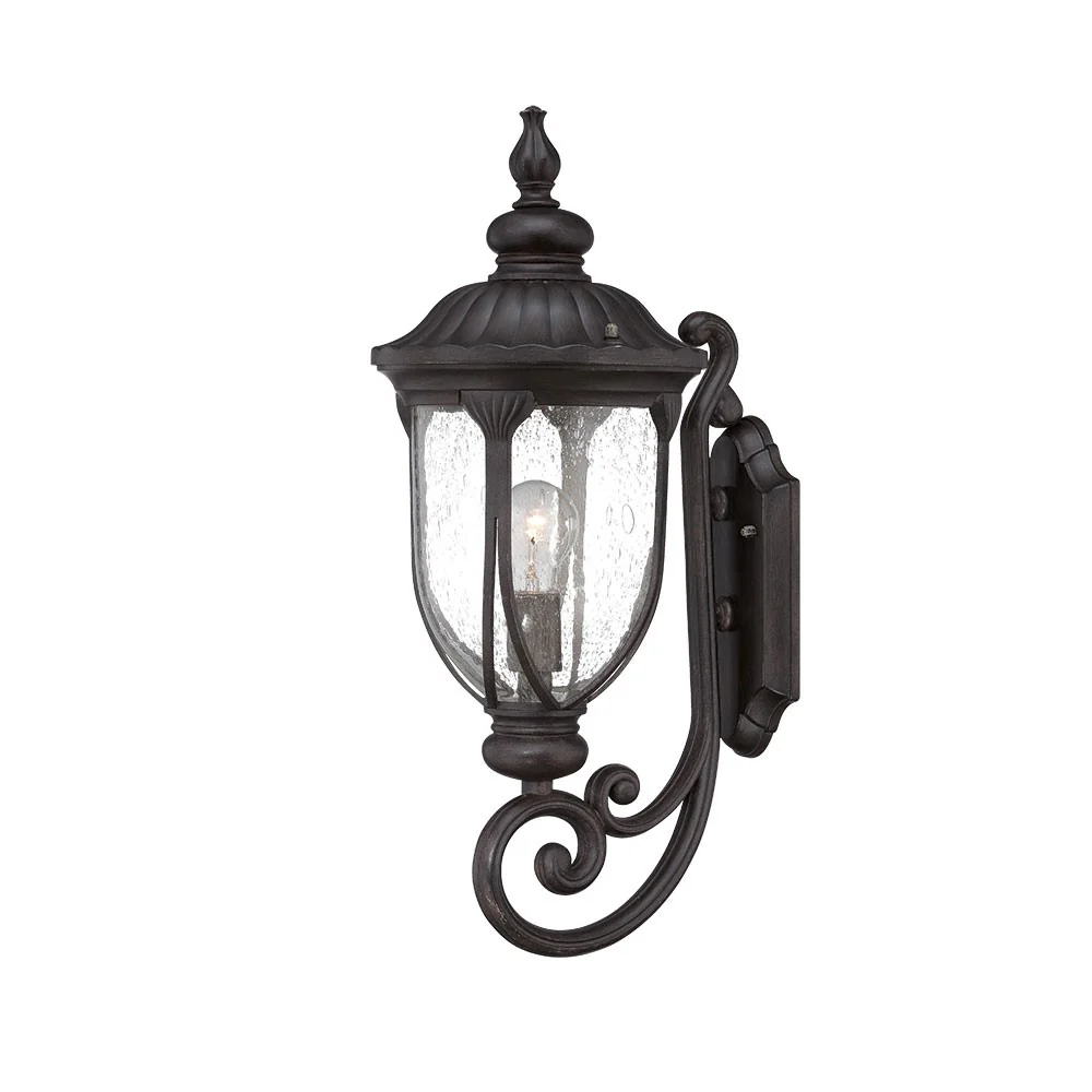 XL Black Cast Aluminum Glass Lantern Wall Light By Homeroots
