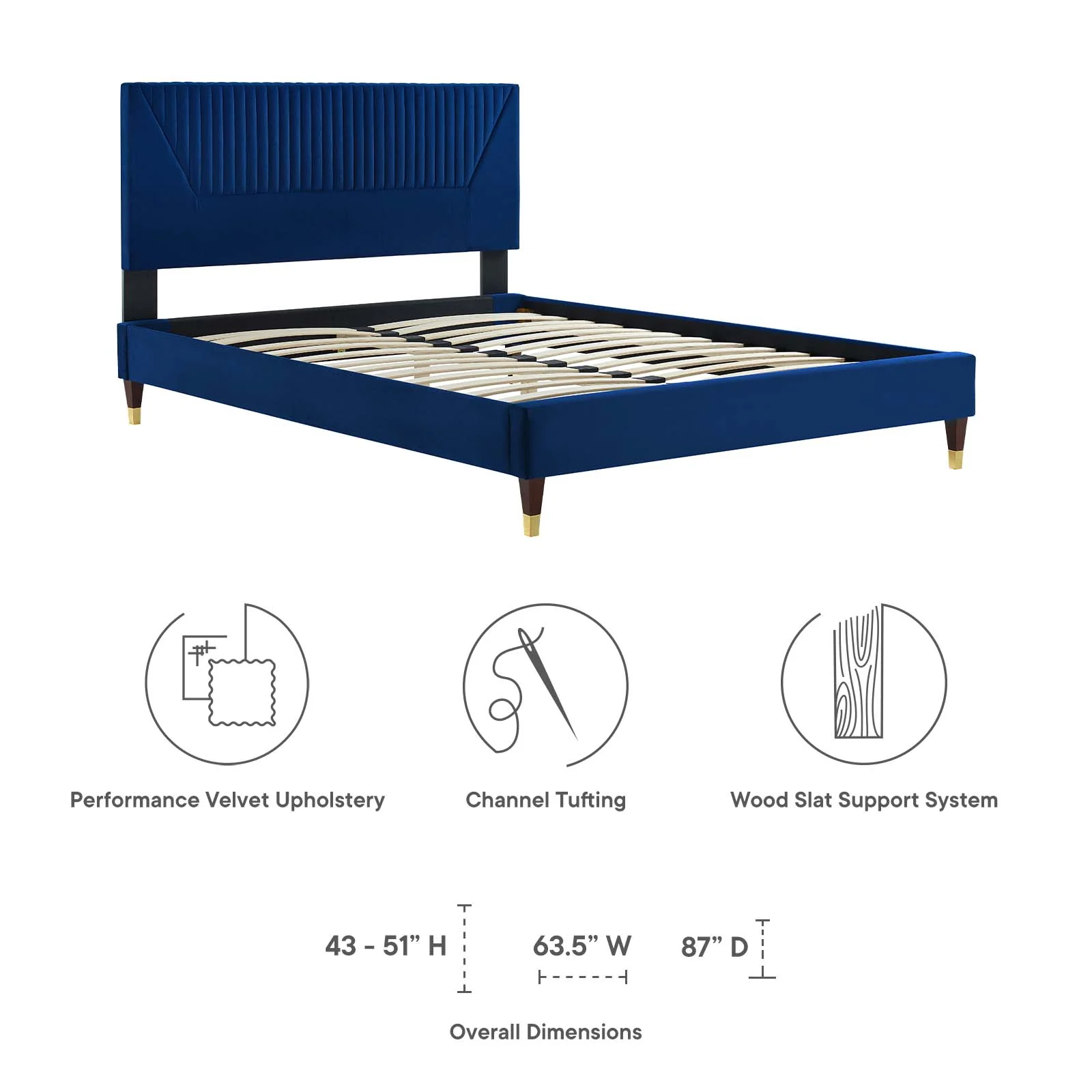 Yasmine Channel Tufted Performance Velvet King Platform Bed By Modway - MOD-7008 - Image 22