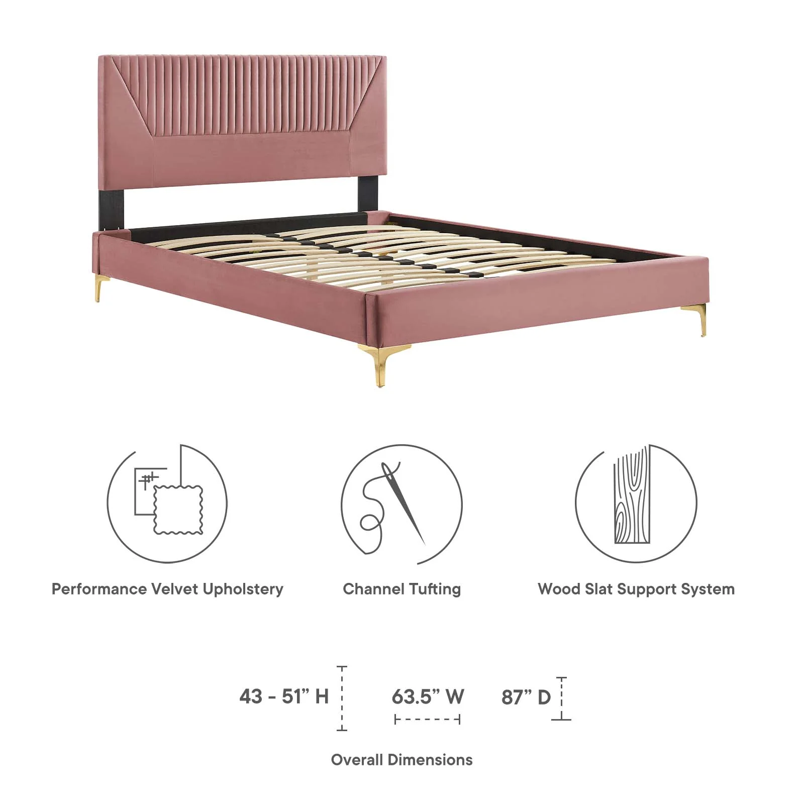 Yasmine Channel Tufted Performance Velvet King Platform Bed By Modway - MOD-7016 - Image 14