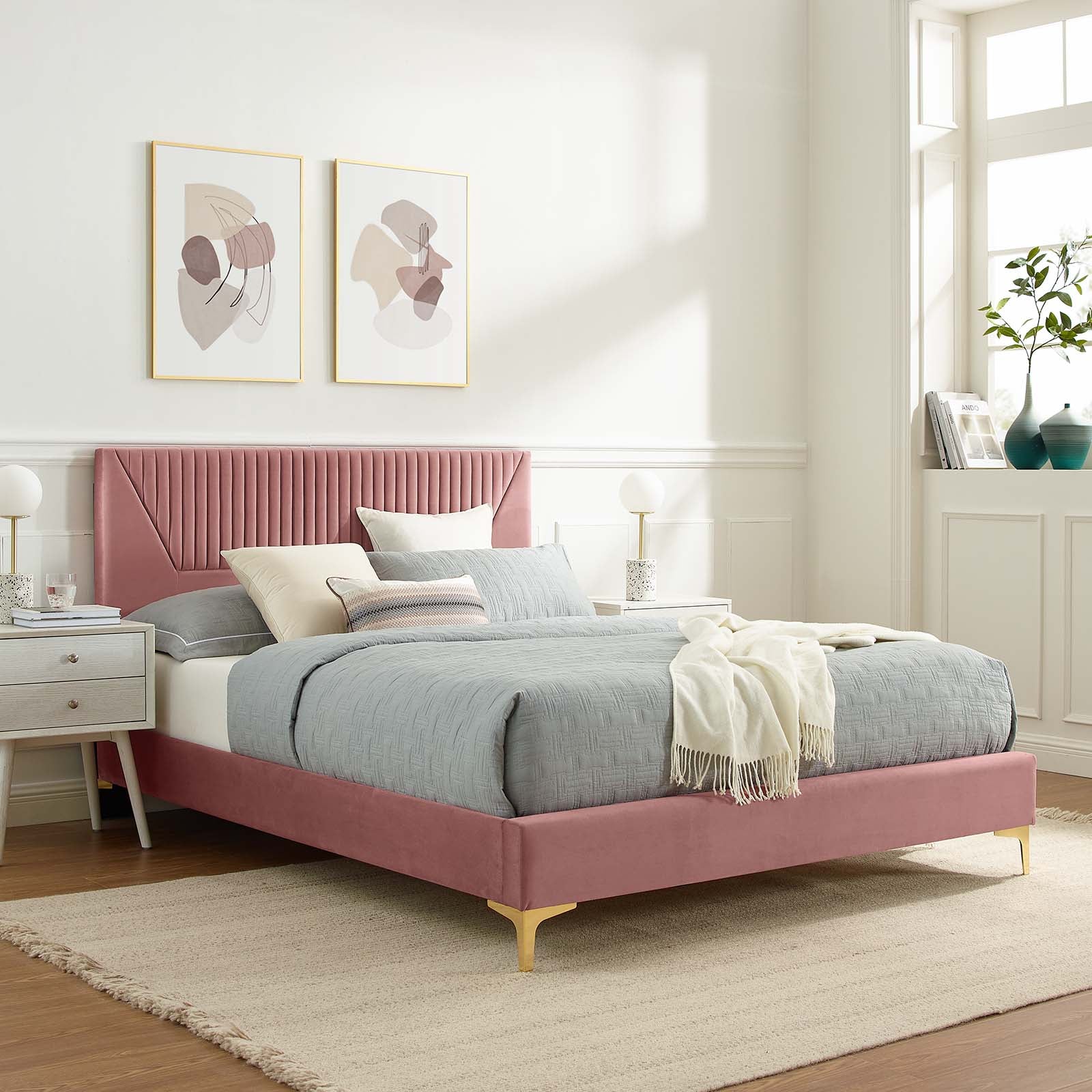 Yasmine Channel Tufted Performance Velvet King Platform Bed By Modway - MOD-7016 - Image 16