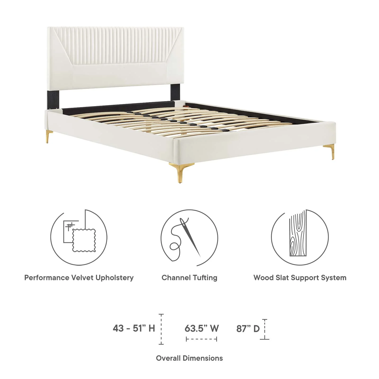Yasmine Channel Tufted Performance Velvet King Platform Bed By Modway - MOD-7016 - Image 30