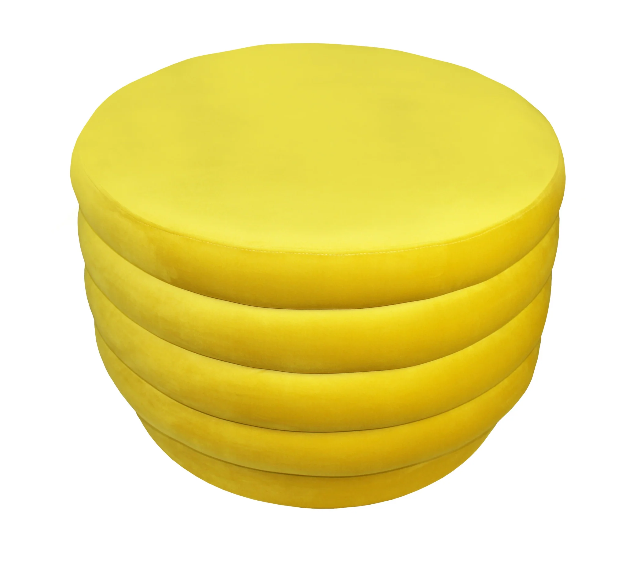 Yellow Velvet Tufted Round Cocktail Ottoman By Homeroots