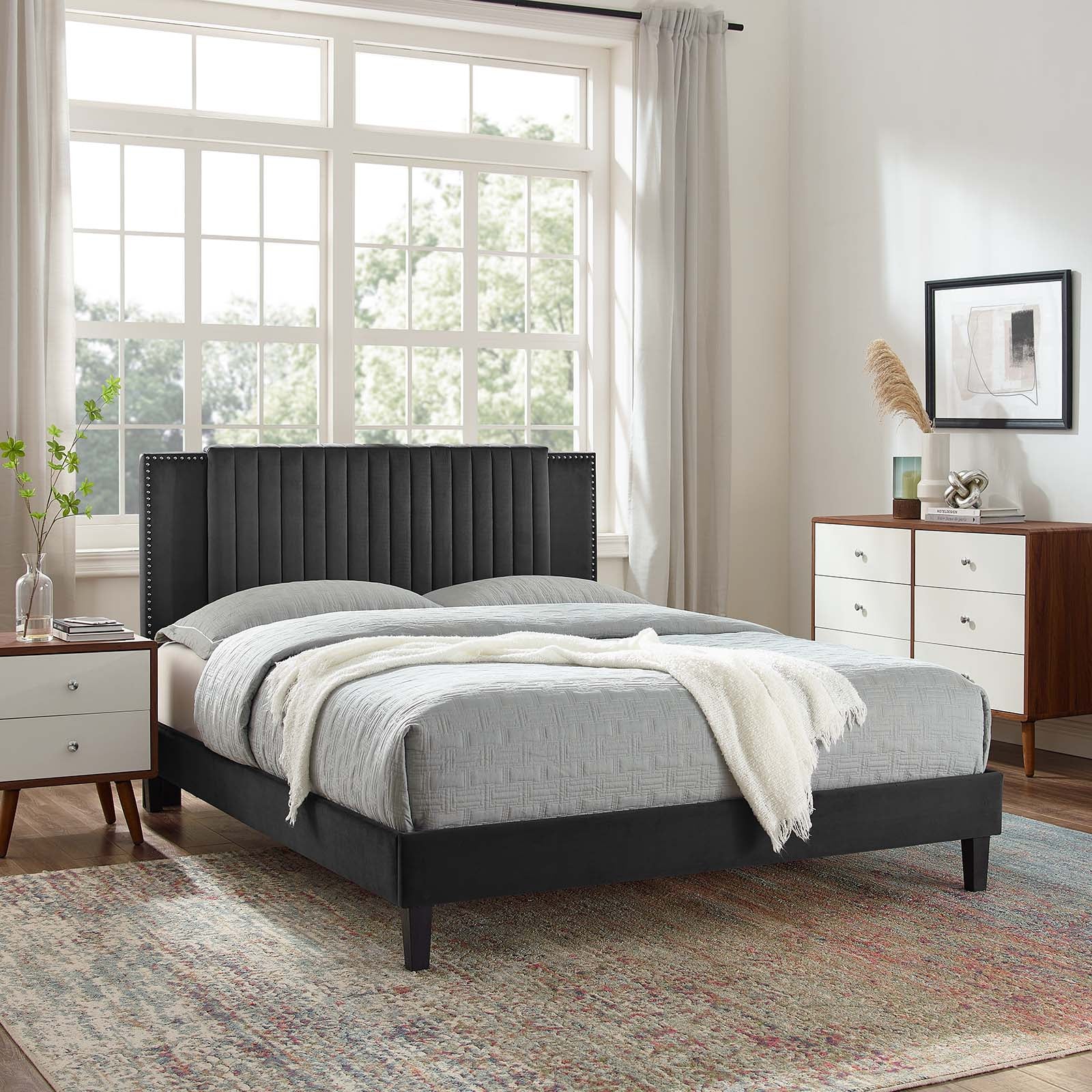 Zahra Channel Tufted Performance Velvet Full Platform Bed By Modway - MOD-6998
