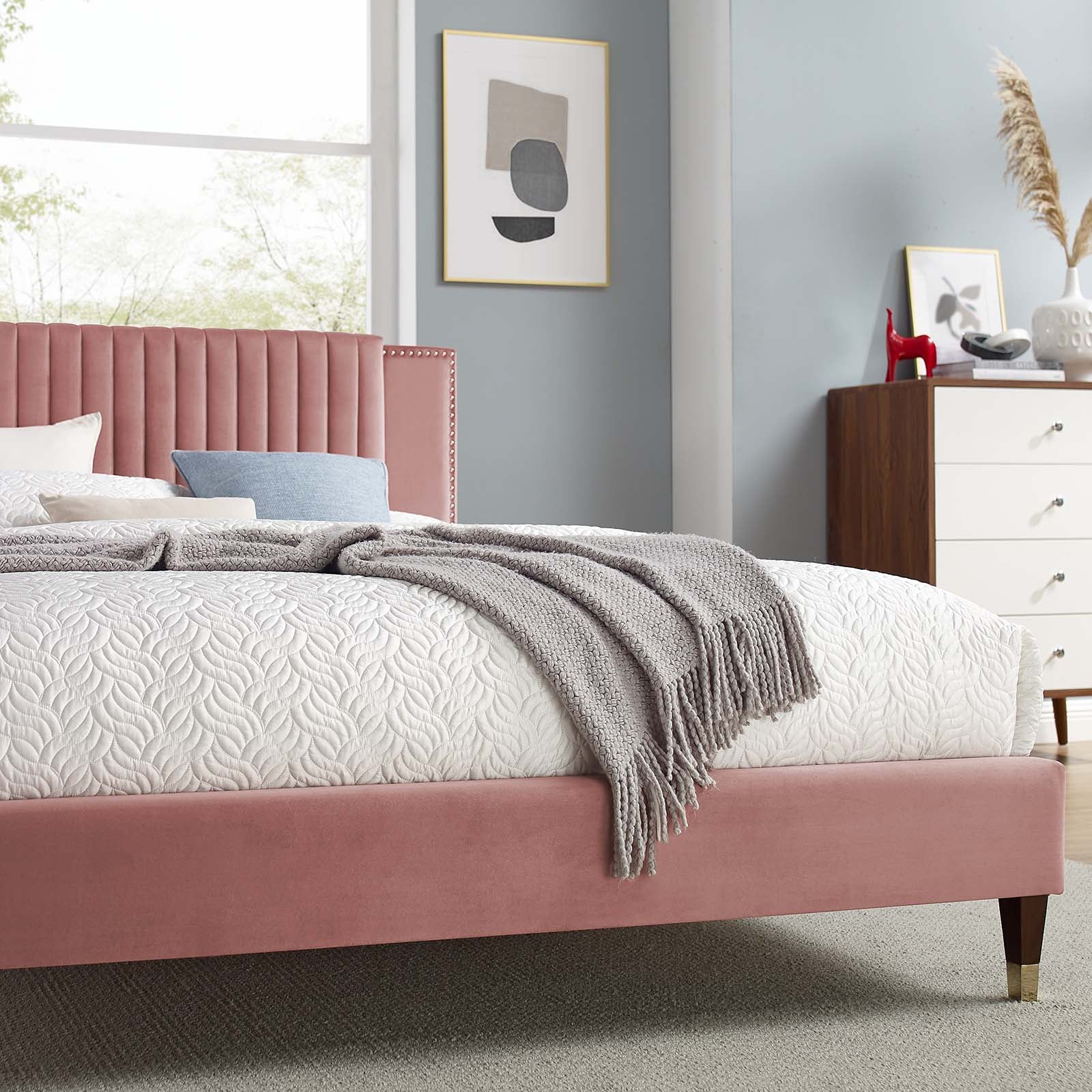 Zahra Channel Tufted Performance Velvet Queen Platform Bed By Modway - MOD-6970 - Image 15