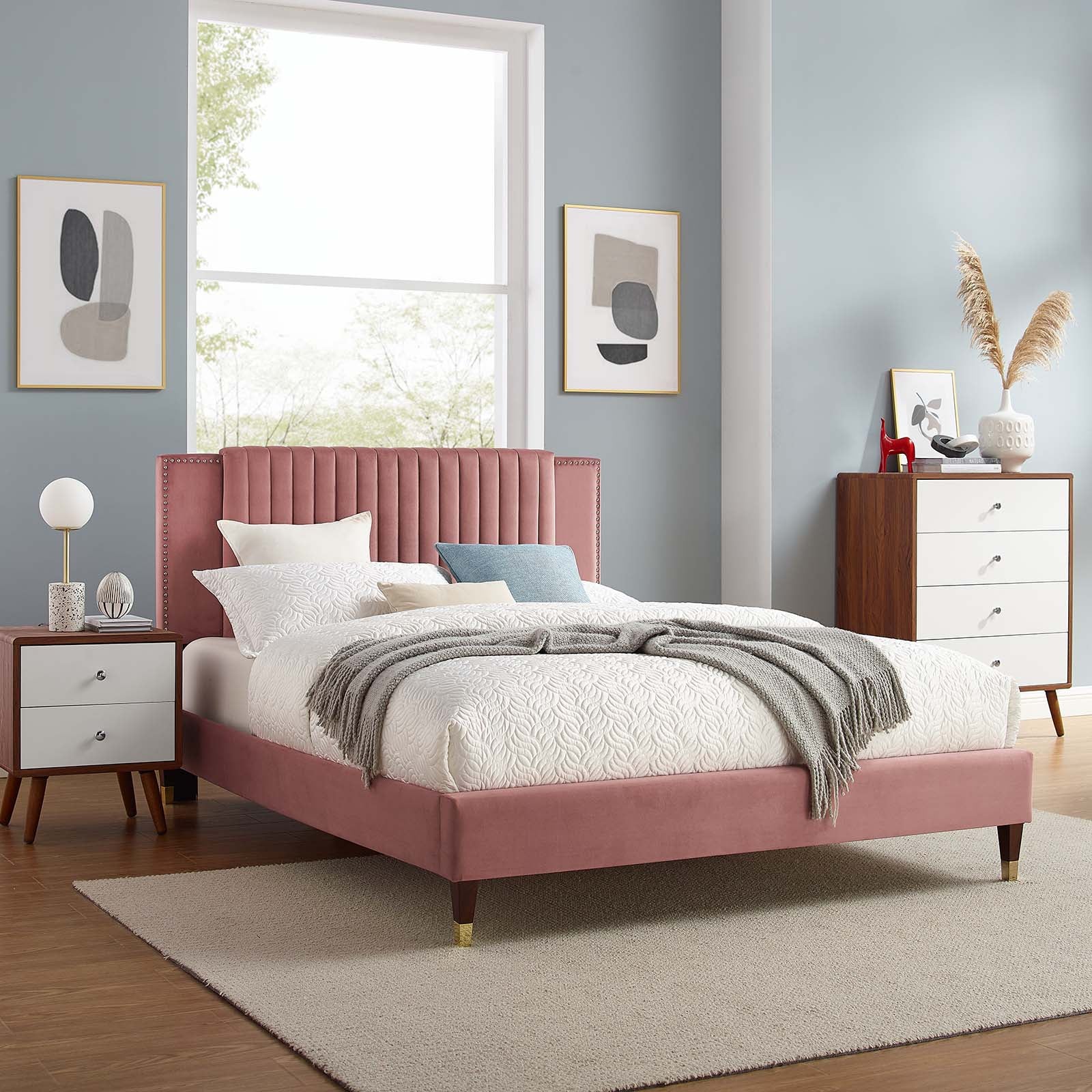 Zahra Channel Tufted Performance Velvet Queen Platform Bed By Modway - MOD-6970 - Image 16