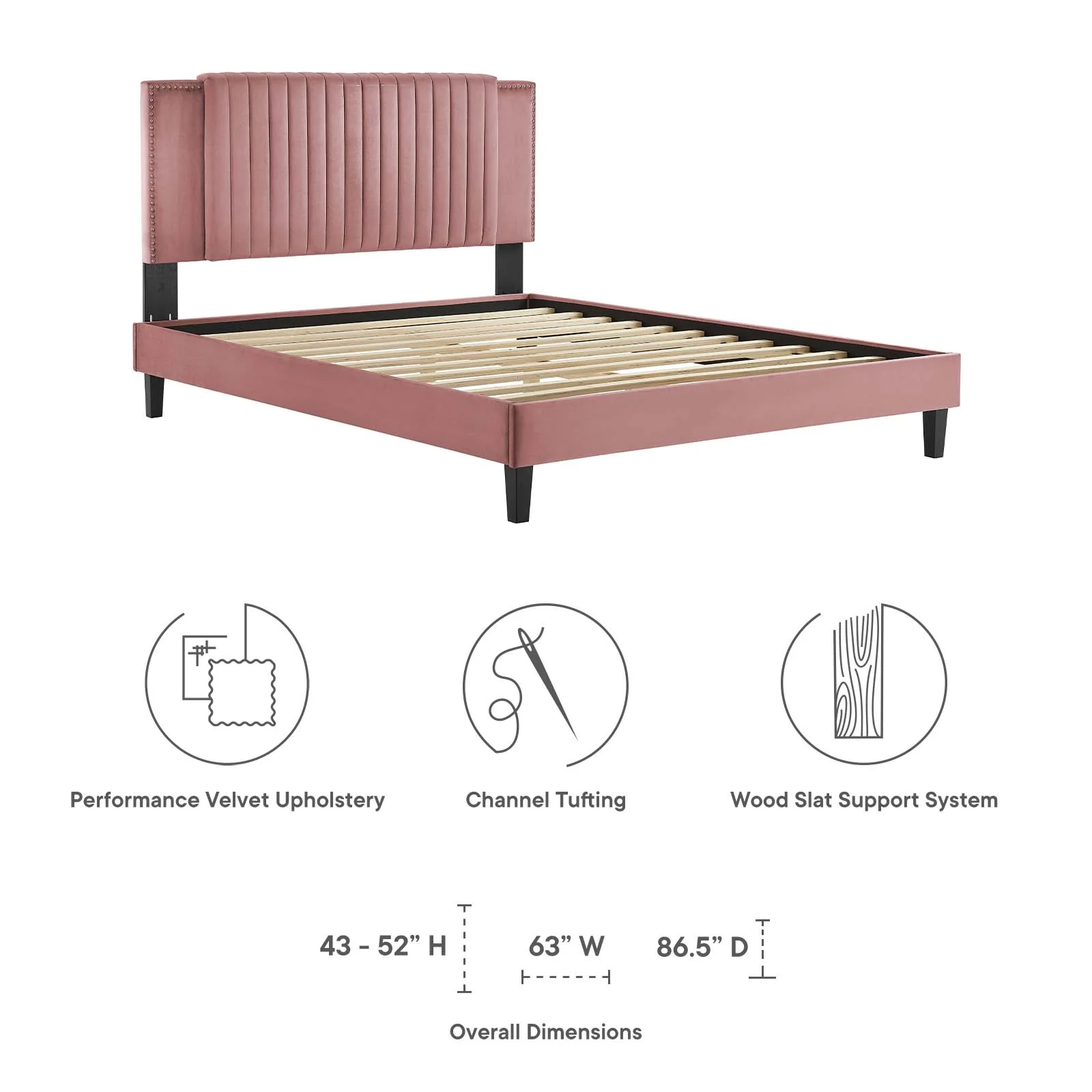 Zahra Channel Tufted Performance Velvet Queen Platform Bed By Modway - MOD-6974 - Image 14