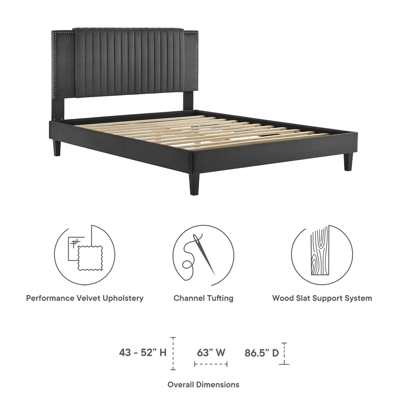 Zahra Channel Tufted Performance Velvet Queen Platform Bed By Modway - MOD-6974 - Image 7