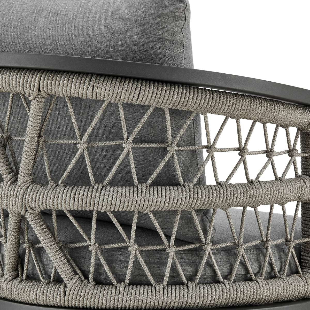 Zella Outdoor Patio Counter Stool in Aluminum with Light Gray Rope and Earl Gray Cushions By Armen Living - Image 8
